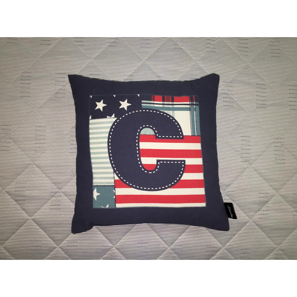 Nordic díszpárna, 40x40cm, kék/piros"k"