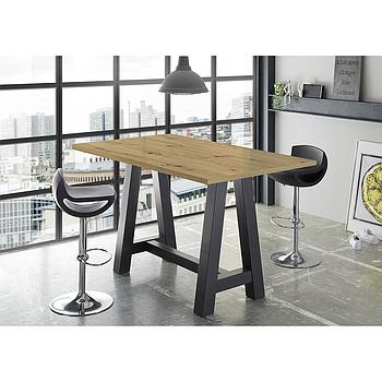 Bar-System bárasztal, csomóstölgy tető / feketeacél A-lábbal, 70x105x120 cm