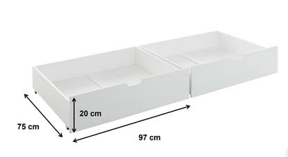 Paula ágyneműtartó fiók 2-es szett, fehér fenyő"ksz"