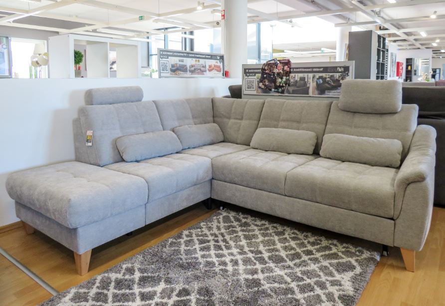 Lancelot ülőgarnitúra balos 242x221 cm, Rimini silver szövet, Vadtölgy fa láb "K"