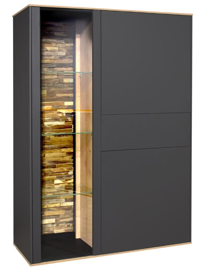 Colombus magas komód antracit /csomóstölgy, LED világítással, 101x147x42 cm