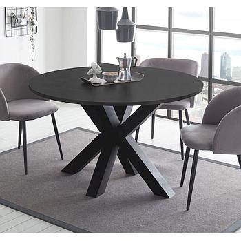 UND bővíthető kör étkezőasztal, Fekete / Fekete csillag láb, 110-150x78 cm
