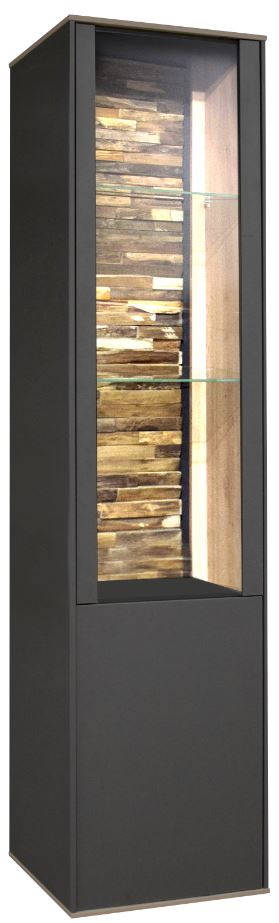 Colombus állóvitrin anthracit matt lakk/csomós tölgy, LED világítással, 42x179x42 cm