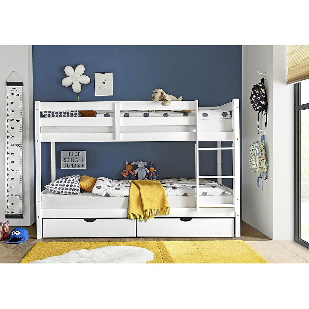 Paula fiókos emeletes ágy szett fiókkal, fehér (CosyHome)