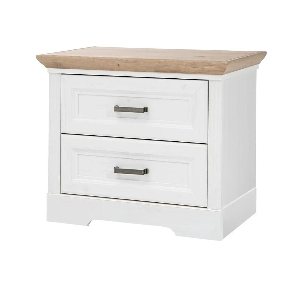 Jillana éjjeliszekrény, fehér-artisan tölgy, 64x54x51 cm