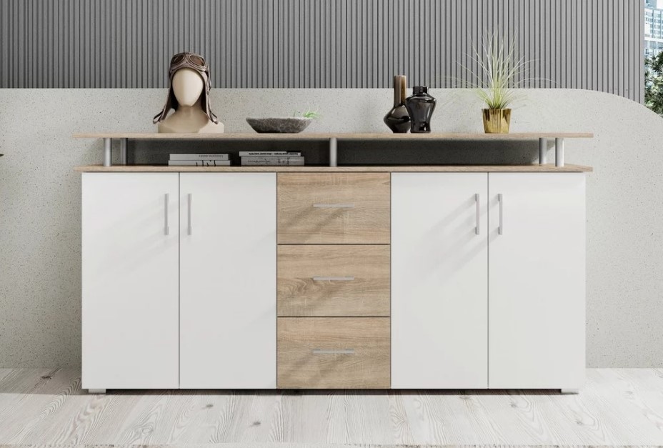 Treff BIG komód, sonoma tölgy-fehér,178x90x38 cm