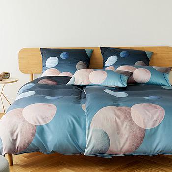 E14AV496E ágyneműhuzat Elegante/Moons.kék alapon bolygó 100% pamut