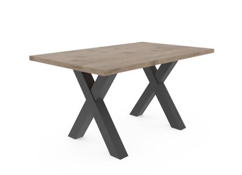System-X140F étkezőasztal, Viking-tölgy tetőlap / acélfekete láb, 140x90 cm