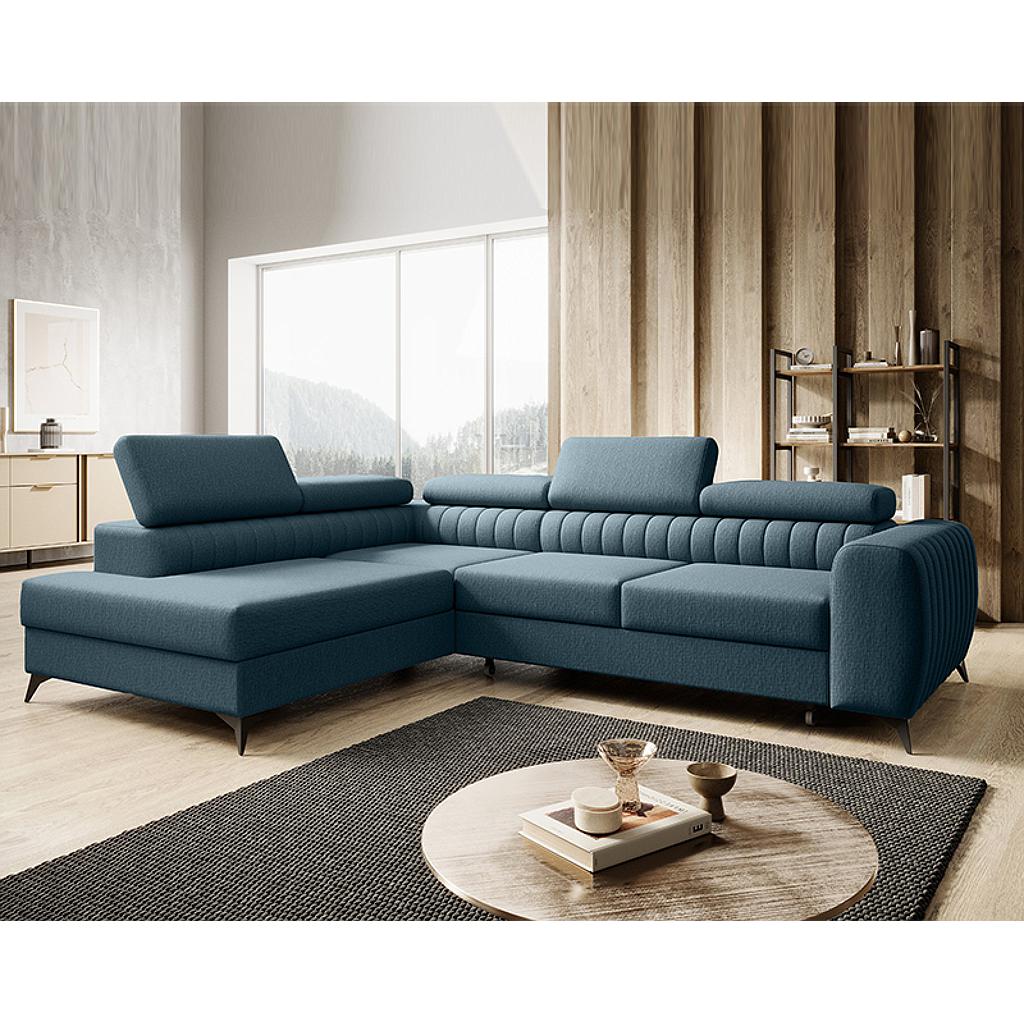 Daisy sarokgarnitúra balos, kék, 270x204 cm