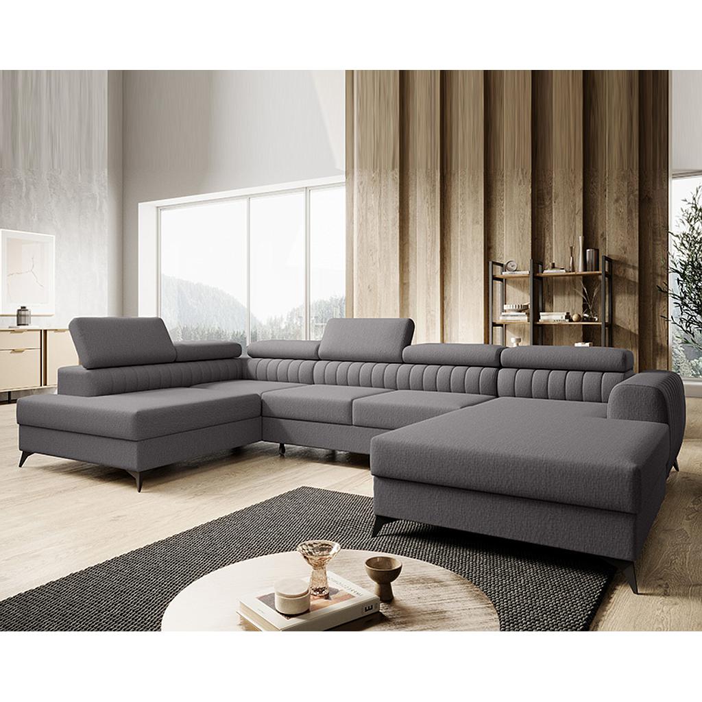 Daisy U ülőgarnitúra, jobbos lábtartó, szürke, 203x350x203 cm