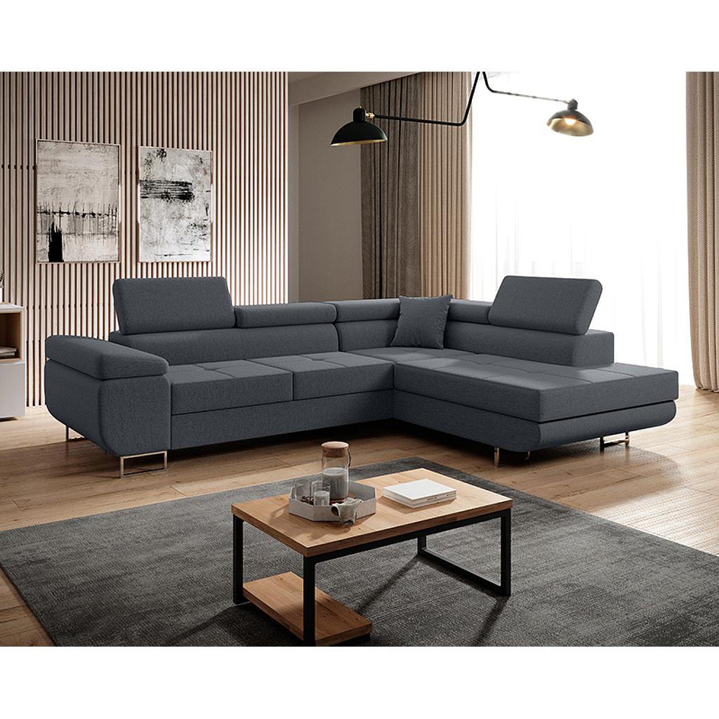 Clematis sarokgarnitúra, jobbos, antracit, 275x202 cm+1 db díszpárna