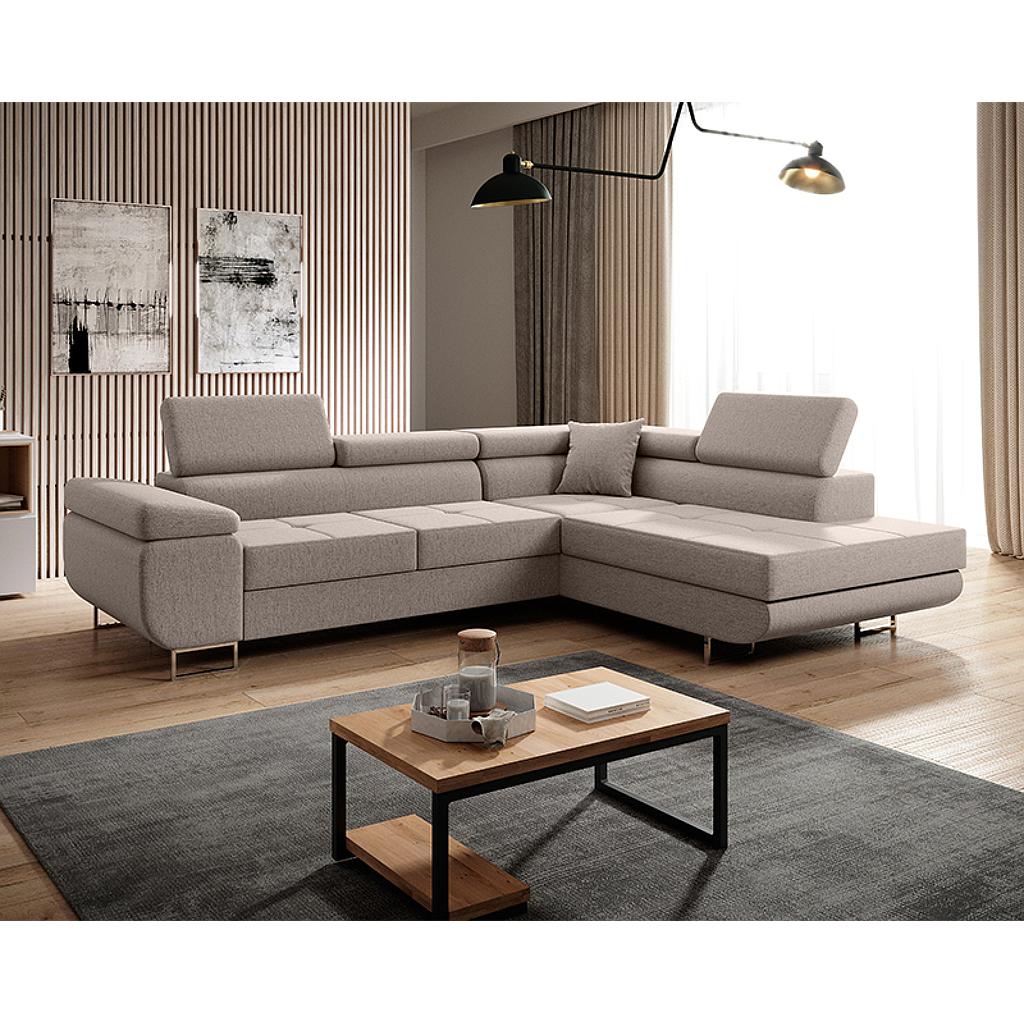Clematis sarokgarnitúra, jobbos, beige, 275x90x202cm