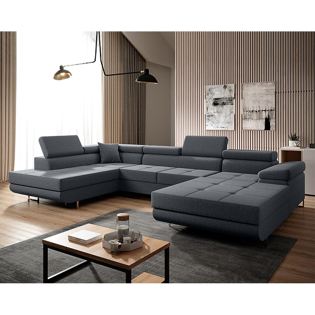 Clematis U ülőgarnitúra, jobbos lábtartó, antracit, 202x345x202 cm+1 db díszpárna