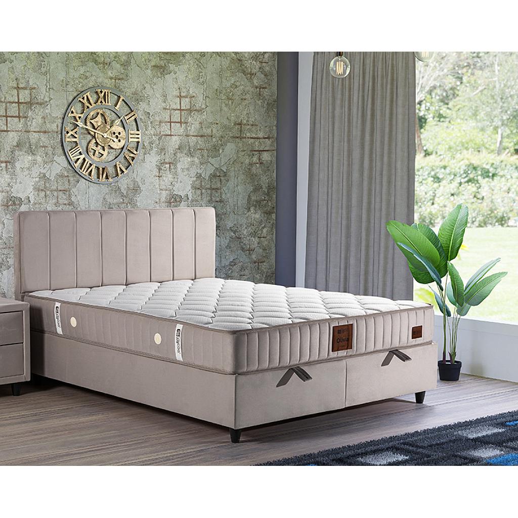 Ariel boxspring ágyszett (ágyneműtartós ágy matraccal), beige bársony, 140*200 cm "K"