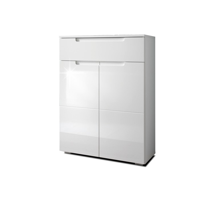 Lidia előszoba komód, magasfényű fehér "k"