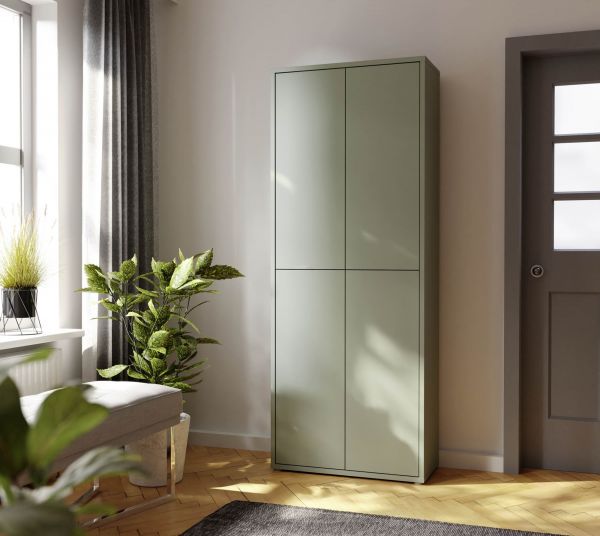 Kvatro cipősszekrény 4 ajtós, zsályazöld ,74,3x192x34,8cm (mintadarab)