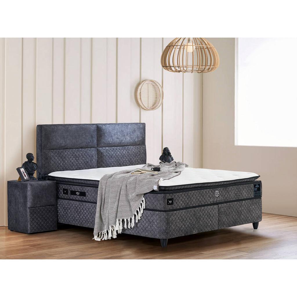 Bábel boxspring ágyszett (ágyneműtartós ágy matraccal),szürke, 200*200cm