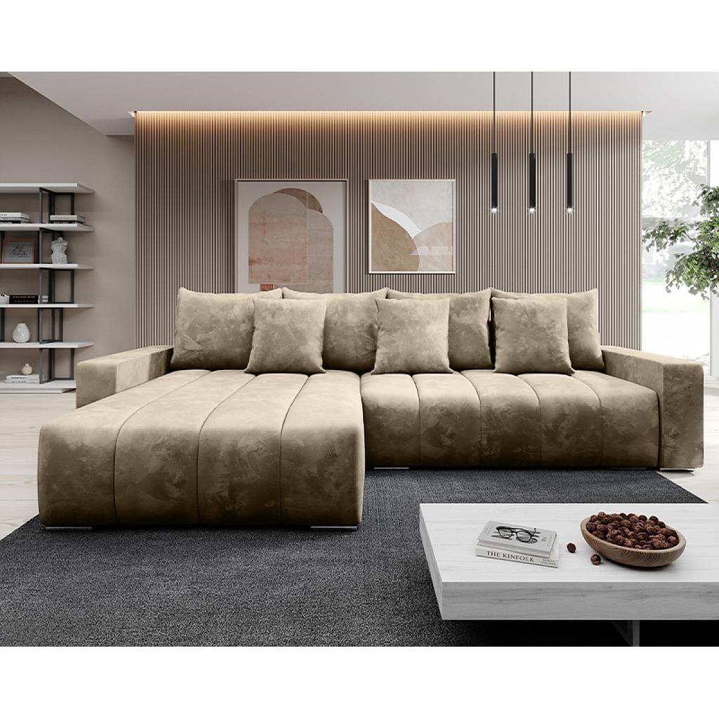 Bella sarokgarnitúra, taupe, 278x178 cm