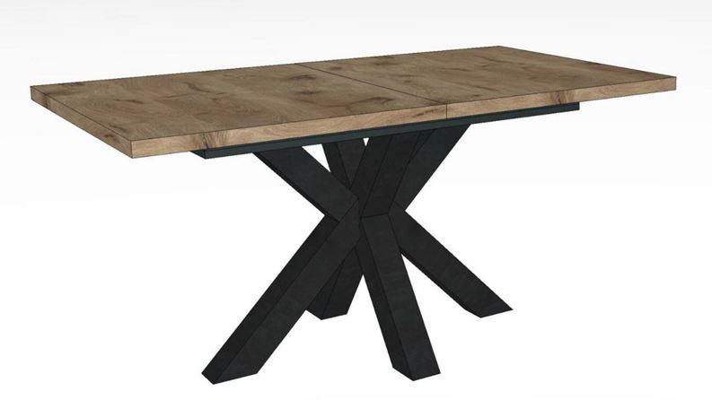 System bővíthető asztal 160-210x90 cm Viking tölgy/fekete csillag láb