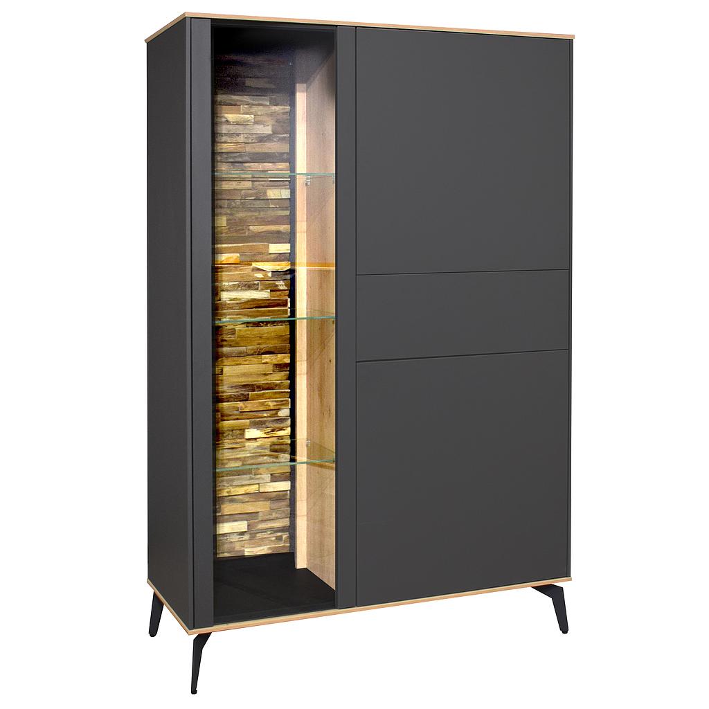 Colombus magas komód antracit /csomóstölgy, LED világítással, 101x147x42 cm (magas lábbal)