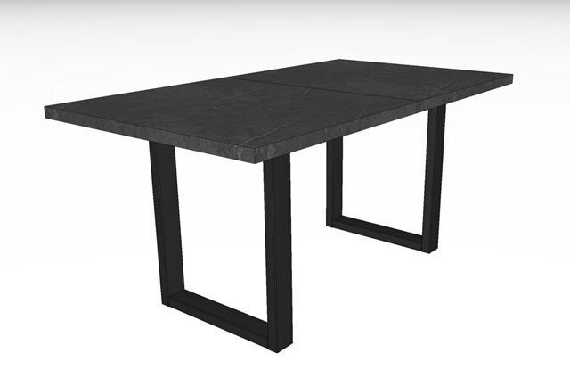 Flex-U160B étkezőasztal, kerámia dekor asztallap, fekete fém láb