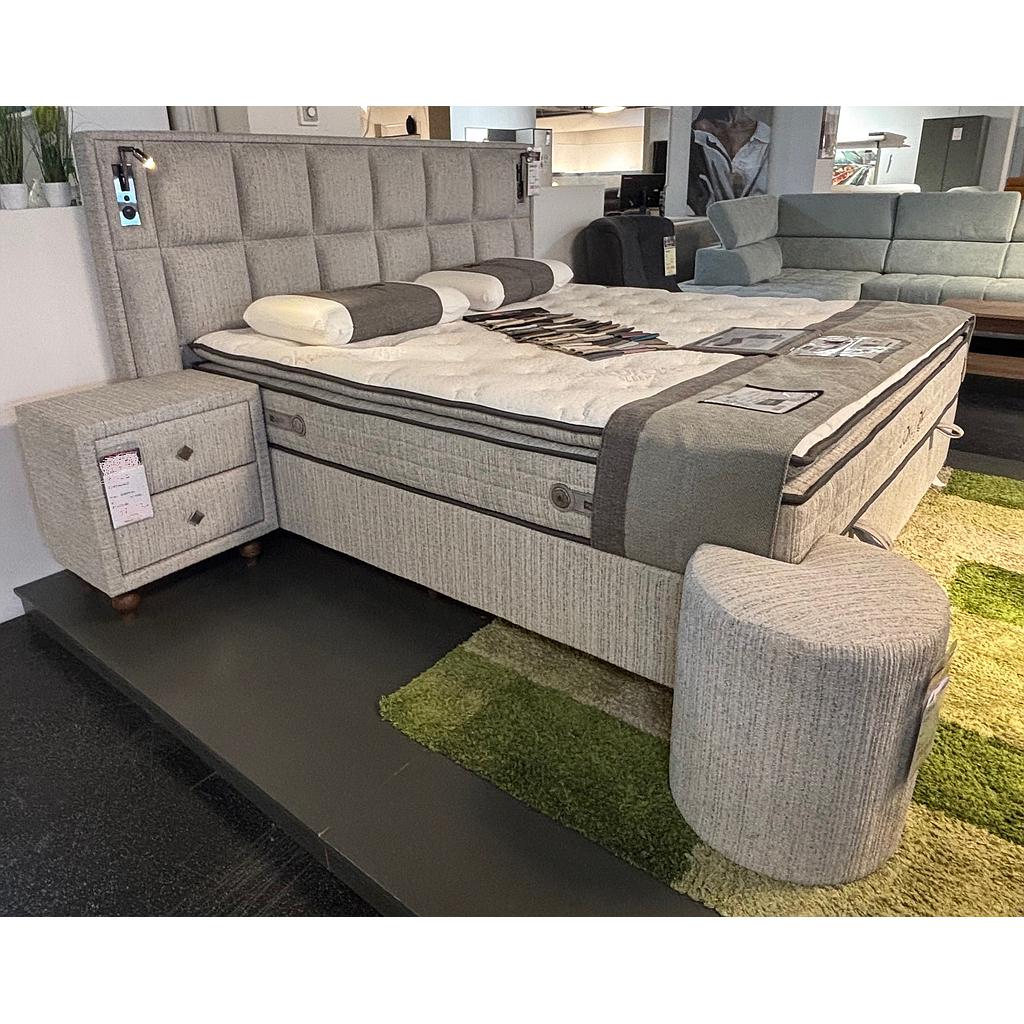 Malibu boxspring ágyszett világítással(ágyneműtartós ágy matraccal), beige, 160*200 cm