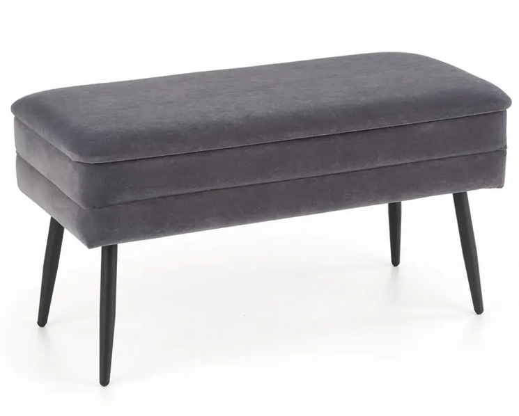 Vilma tárolós ülőke, szürke szövet/fekete láb,78x42x37cm