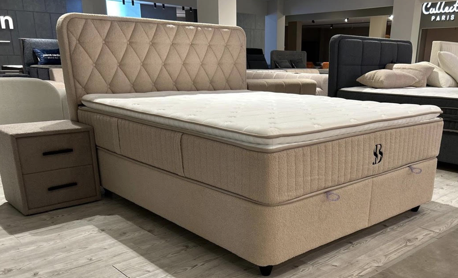 Penelope boxspring ágyszett (ágyneműtartós ágy matraccal),mogyoró, 160*200cm