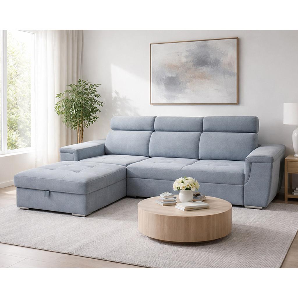 Lopez sarokgarnitúra, balos, szürke, 275x185cm