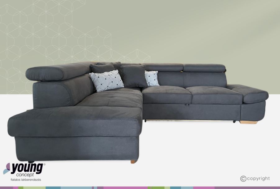 Mondello sarokgarnitúra,balos,soft rugalmas üléssel Romario szürke, 265x230 cm