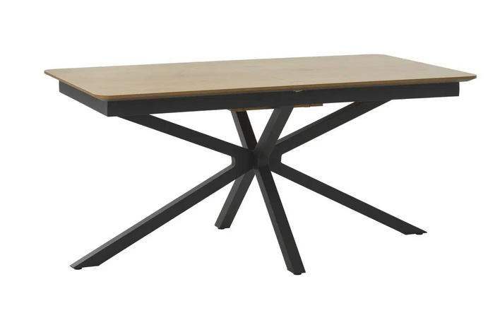 Cesna étkezőasztal, tölgy melamin lap, fekete fém láb, 160-200x75x90 cm"k"