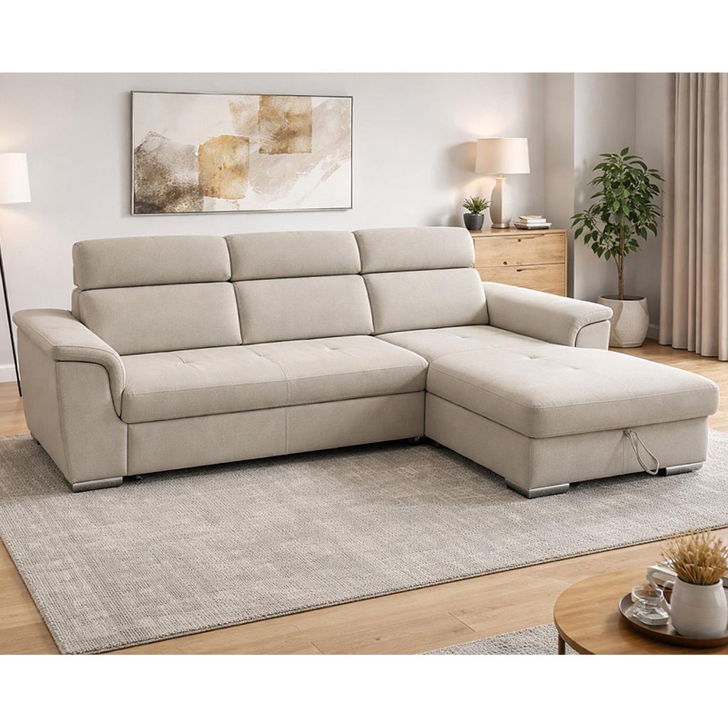 Lopez sarokgarnitúra, jobbos, beige, 275x185cm