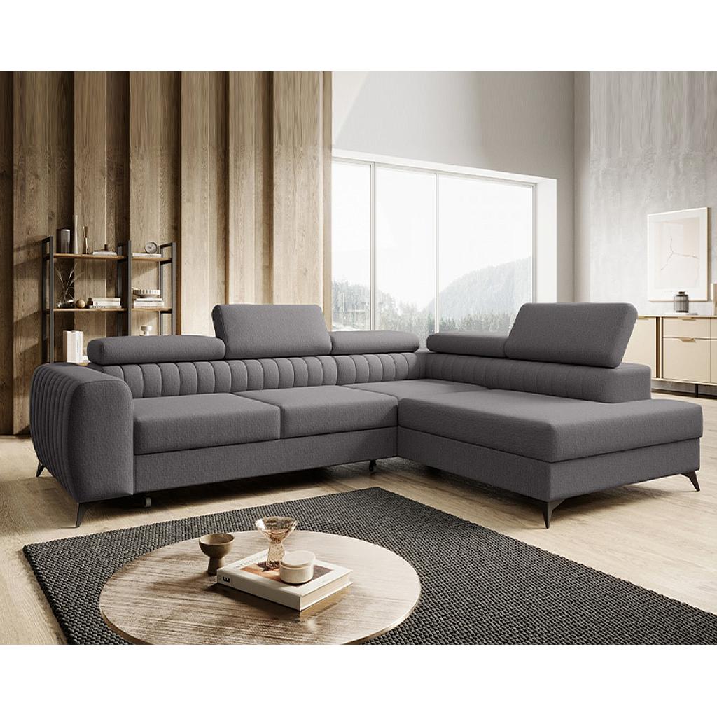 Daisy sarokgarnitúra jobbos, szürke, 270x204 cm (MINTADARAB)