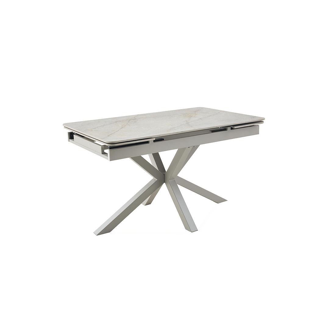 Alicante asztal,matt beige szinterezett kő,camel láb 130-190x80x76cm