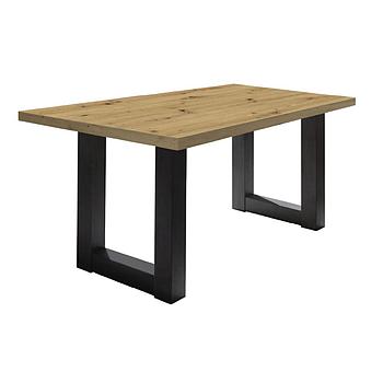 System-U160B asztal, csomóstölgy asztallap, feketeacél színű lábbal,160-210x90cm