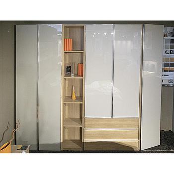 Sinfonie Plus nyílóajtós szekrényösszeállítás, natúr tölgy / homok üveg / keskeny króm fogantyú, 270x240x63 cm"k"