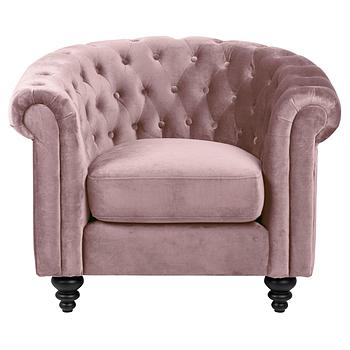 Charlietown fotel, rózsaszín dusty rose bársony "ki"