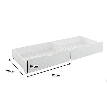 Paula ágyneműtartó fiók 2-es szett, fehér fenyő"ksz"