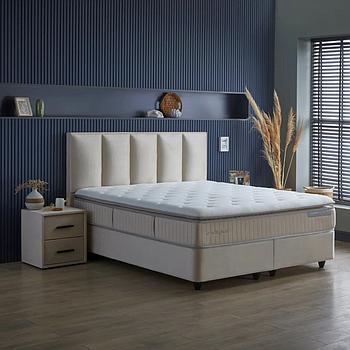 Kolibri boxspring franciaágy szett (ágyneműtartóval, matraccal),beige,160x200cm