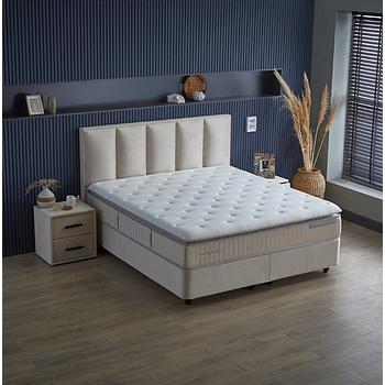 Kolibri boxspring franciaágy szett (ágyneműtartóval, matraccal),beige, 180x200cm