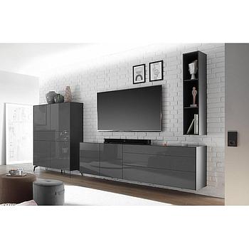 Image nappali összeállítás üveg frontokkal, push-to-open nyitással, 350 cm