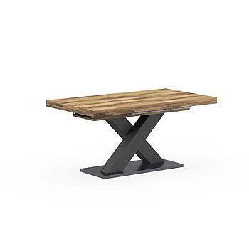K2-System-X étkezőasztal, Deszkatölgy / Grafit láb / Fekete talp, 160-210-260 cm