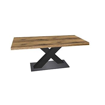 K2-System-X étkezőasztal, Deszkatölgy / Grafit láb / Fekete talp, 180-230-280 cm