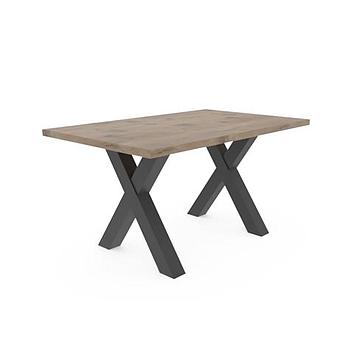 System-X140F étkezőasztal, Viking-tölgy tetőlap / acélfekete láb, 140x90 cm