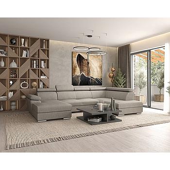 Oleander U ülőgarnitúra, balos lábtartó, CITY szürke, 206x340x170 cm