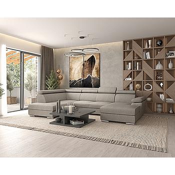 Oleander U ülőgarnitúra, jobbos lábtartós, CITY szürke, 206x340x170 cm