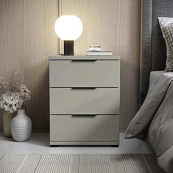 Sandro 3 fiókos éjjeliszekrény, kasmír, fekete fogantyú, 46x61x42 cm