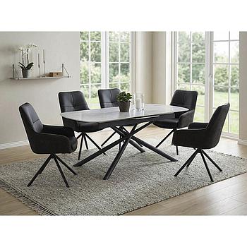 Dubai étkezőszék, kifordulós, valódi bőr, fekete