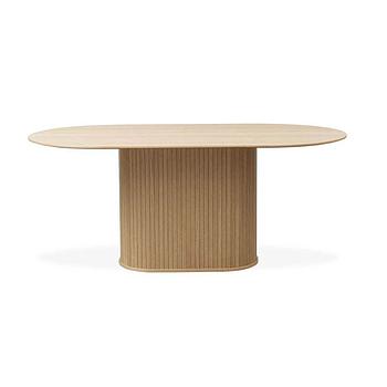 Lamel asztal, ovál, natúr tölgy fafurnér, 180x75x95 cm (mintadarab))