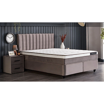 Korzika boxspring franciaágy szett (ágyneműtartóval, matraccal),szürke,180x200cm